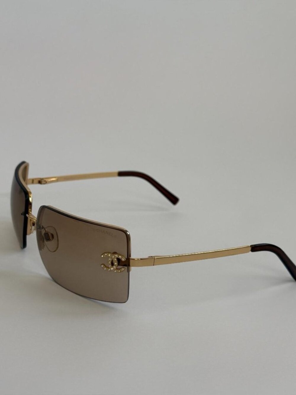 Vintage Chanel Rhinestone Rimless Sunglasses